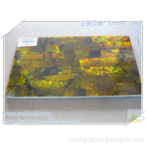Dyed paua mother of pearl shell paper wall tile with resin coating